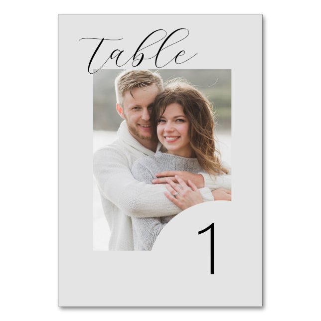 Custom Minimalist Engagement Photo Wedding Modern Table Number (Front)