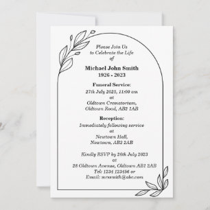 Custom Minimalist Funeral Invitation Card