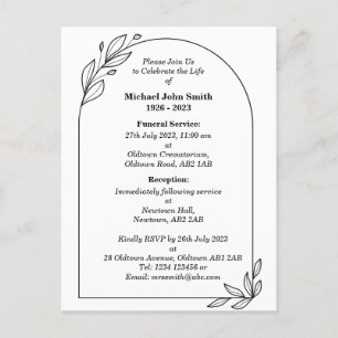 Custom Minimalist Funeral Invitation Card