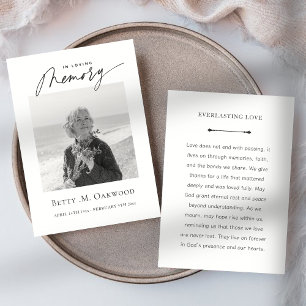 Custom Minimalist Funeral Photo Prayer Card