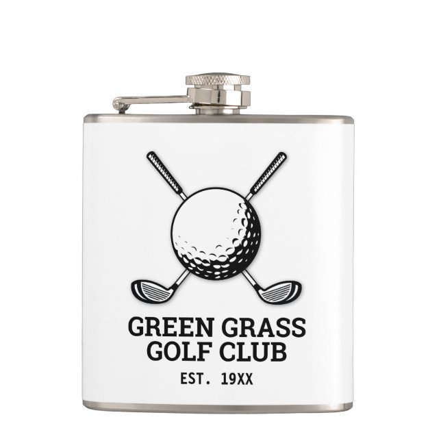 Custom Minimalist Golf Club Logo Design Flask (Front)