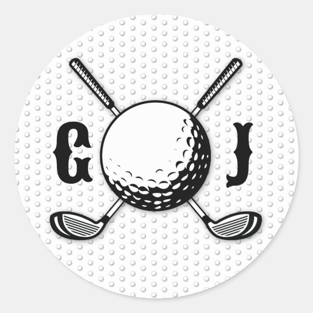 Custom Minimalist Golf Monogram Design Classic Round Sticker (Front)