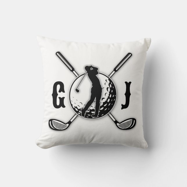 Custom Minimalist Golf Monogram Design Cushion (Front)