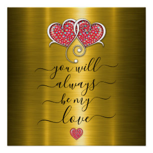 Custom Minimalist Interlocked Hearts Design Poster