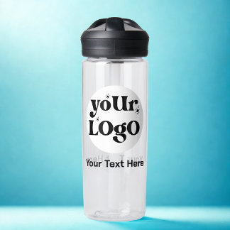 Custom Minimalist Logo and Text Business Water Bottle