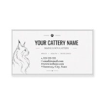Custom Minimalist Maine Coon Cattery Business Card