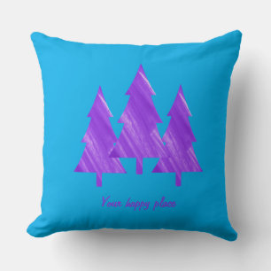 Custom Minimalist Modern Aesthetic Purple Trees Cushion