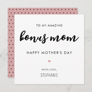 Custom Minimalist Modern Bonus Mum Mother's Day Card