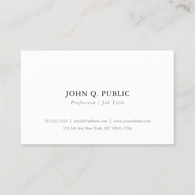 Custom Minimalist Modern Elegant Personalised Business Card (Front)