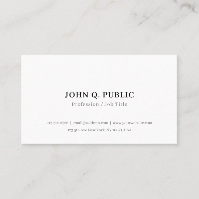 Custom Minimalist Modern Elegant Simple Template Business Card (Front)