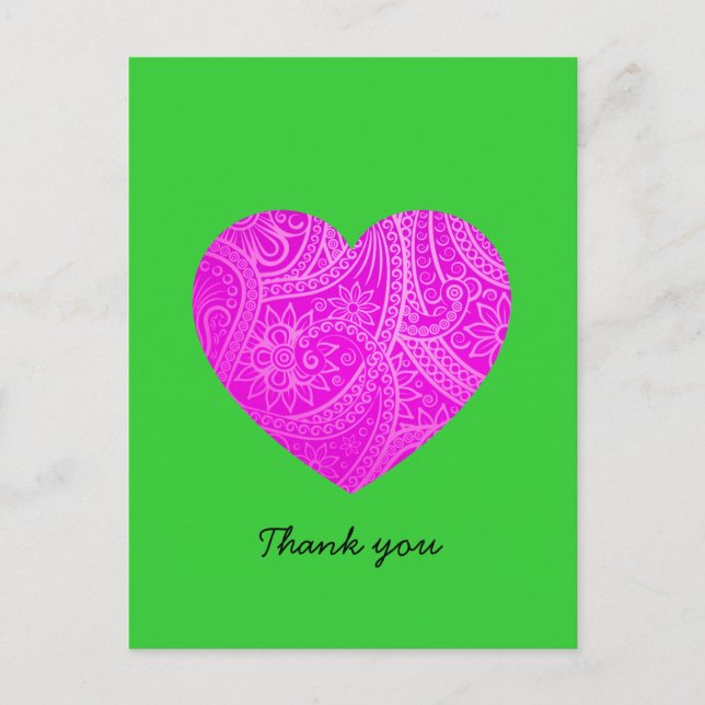Custom Minimalist Modern Giometric Pink Heart Postcard (Front)