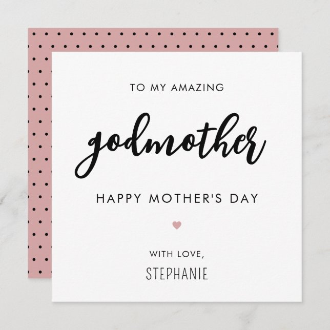Custom Minimalist Modern Godmother Mother's Day Card (Front/Back)