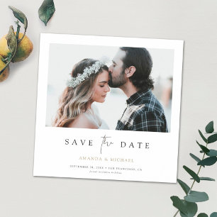 Custom Minimalist Modern Photo Save the Date Magnetic Invitation