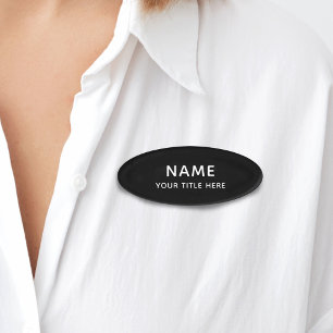 Custom Minimalist Modern Simple Basic Black Title Name Tag