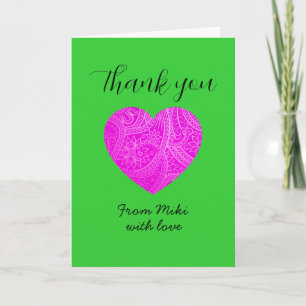 Custom Minimalist Modern Thank You Pink Heart Card