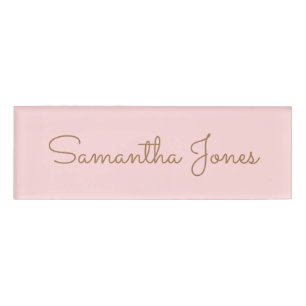 Custom Minimalist Modern Wedding Gold Script Name Tag