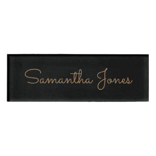 Custom Minimalist Modern Wedding Gold Script Name Tag