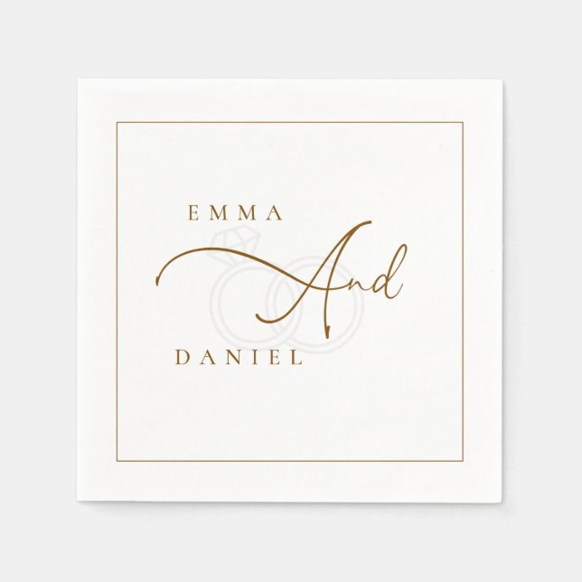 Custom Minimalist Monogram Wedding Napkins (Front)