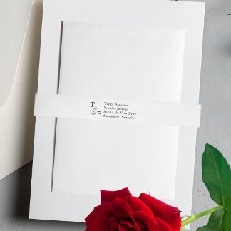 Custom Minimalist Monogram White Wedding Wrap Around Label