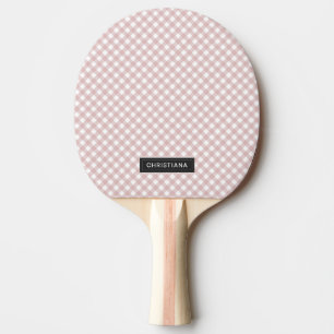 Custom Minimalist Muted Pink Shade Plaid Pattern Ping Pong Paddle