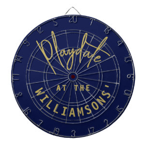 Custom Minimalist Navy Blue Gold Playdate Elegant Dartboard