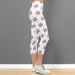 Custom Minimalist Personalised Company Branded  Capri Leggings