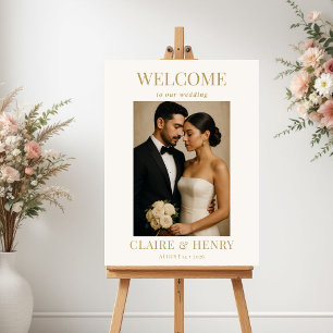 Custom Minimalist Photo Modern Wedding Welcome  Poster
