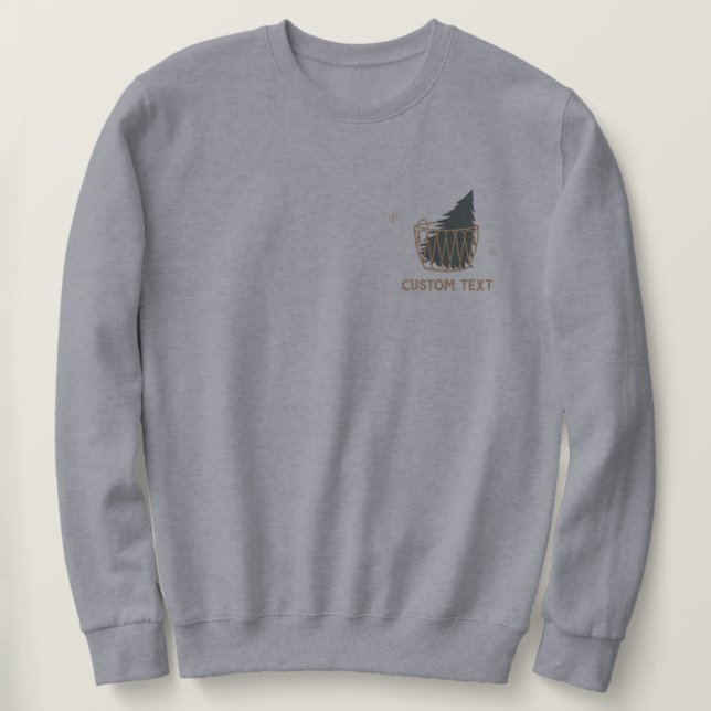 Custom Minimalist Pine Tree Pocket Graphic Winter  Sweatshirt (Design Front)