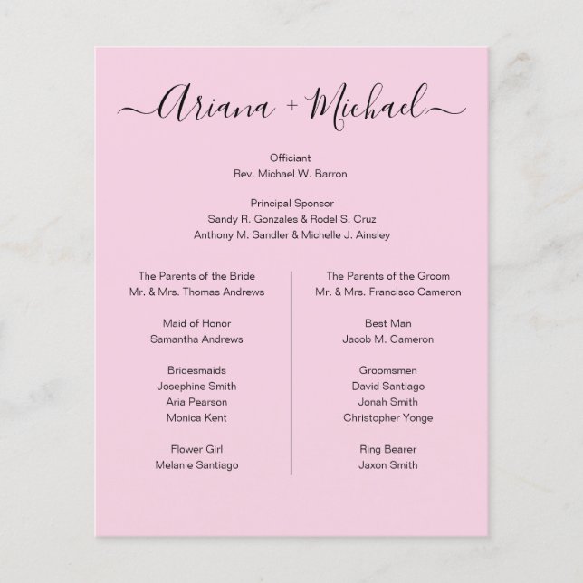 Custom Minimalist pink Black Simple bridal party  (Front)