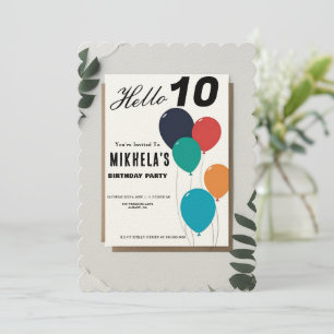 Custom Minimalist Retro Ballons Birthday Invitation