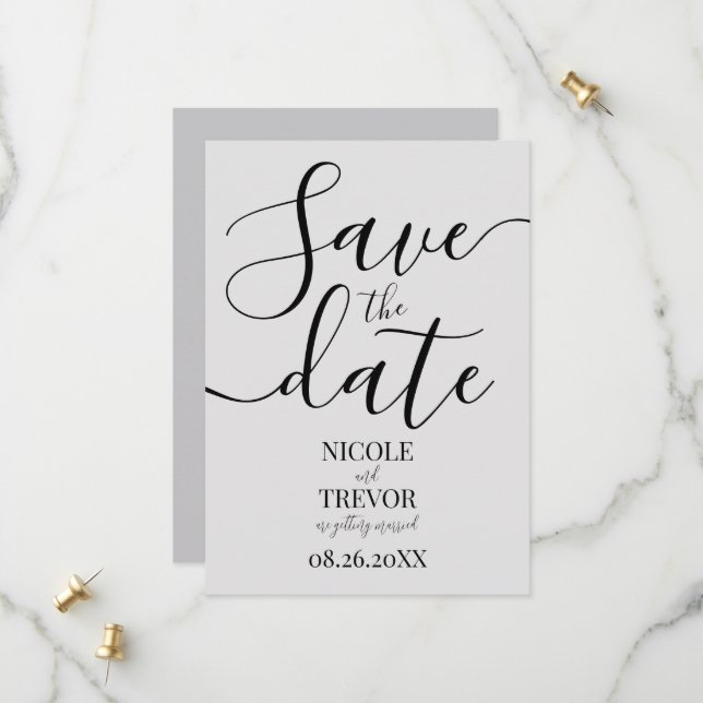 Custom Minimalist Simple Calligraphy Wedding Save The Date (Front/Back In Situ)