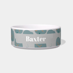 Custom Minimalist Simple Grey Blue Pet Bowl