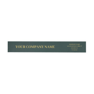Custom Minimalist Trendy Dark Green Gold Business Wrap Around Label