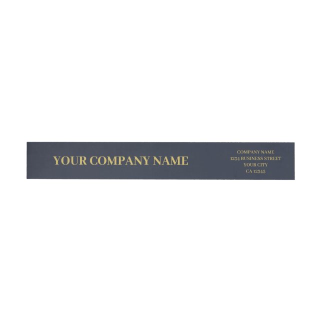 Custom Minimalist Trendy Navy Blue & Gold Business Wrap Around Label (Individual)