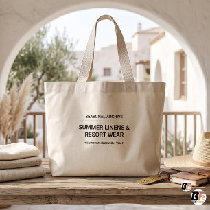Custom Minimalist Typography Seasonal Archive Large Tote Bag