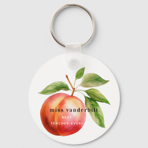 Custom Minimalist Watercolor Peach Keychain
