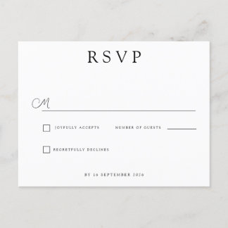 Custom Minimalist Wedding RSVP Announcement Postcard