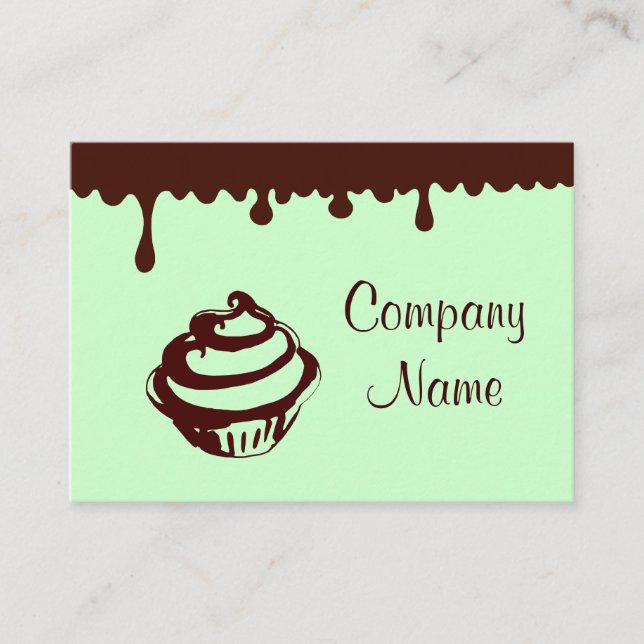 Custom Mint Chocolate Cupcake Business Cards (Front)