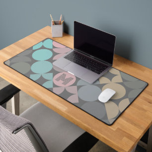 Custom Mint Green Pastel Pink Beige Art Patter Desk Mat