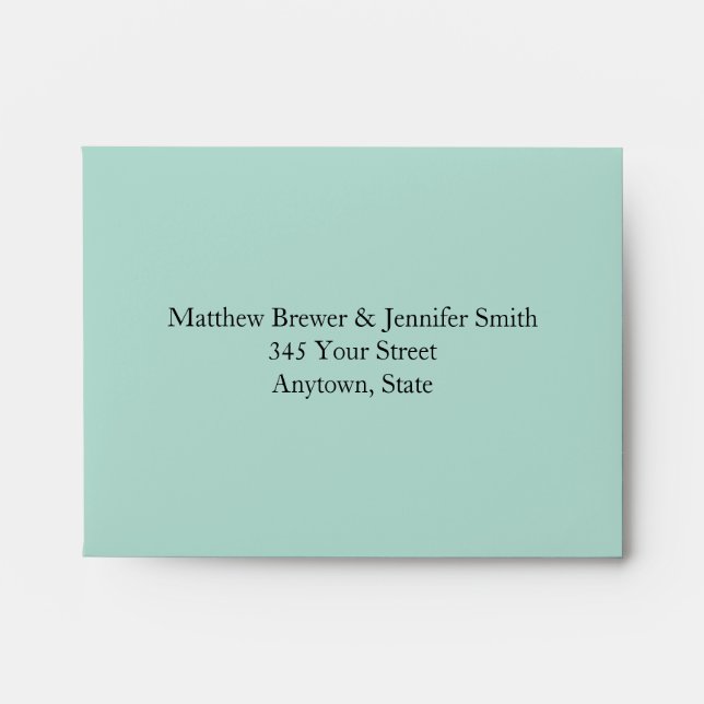Custom Mint Green Wedding Envelopes w/ Address (Front)