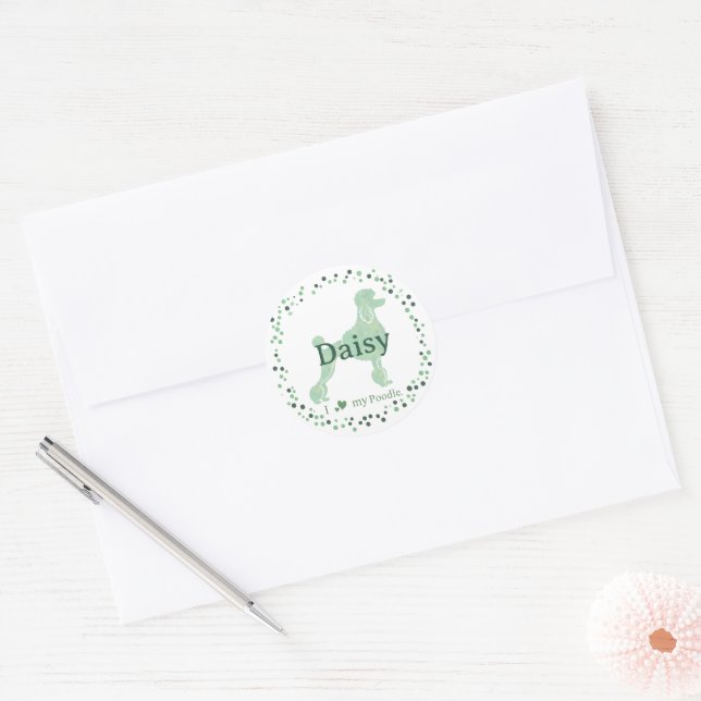 Custom mint poodle sticker - Personalised Gift  (Envelope)