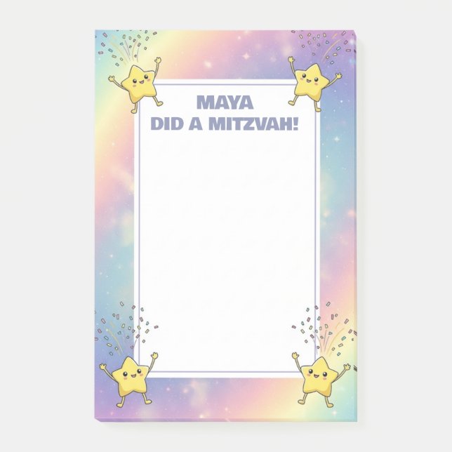 Custom Mitzvah Notes Rainbow Confetti Stars (Front)