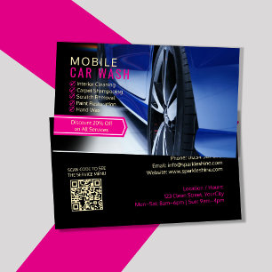Custom Mobile Car Wash Business Cards, On-Site  Business Card