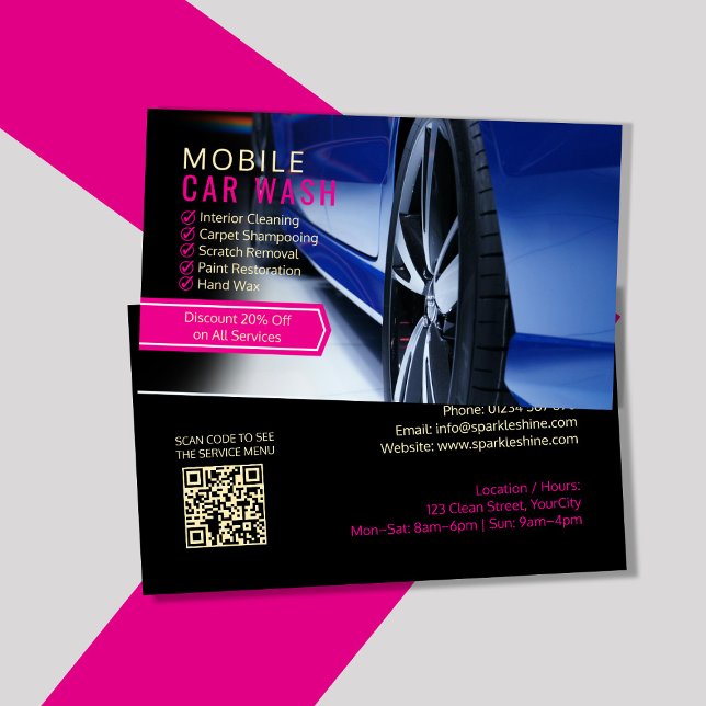 Custom Mobile Car Wash Business Cards, On-Site  Card (Creator Uploaded)