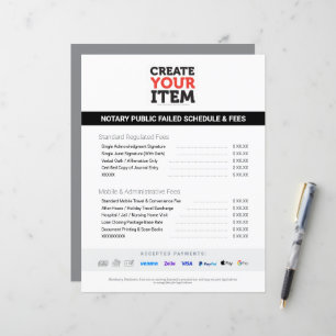 Custom Mobile Notary Fee Schedule Price List