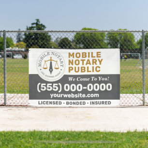 Custom Mobile Notary Legal Signing Grey Gold Banner