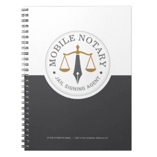 Custom Mobile Notary Legal Signing Grey Gold Notebook