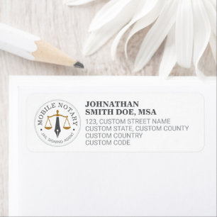 Custom Mobile Notary Legal Signing Grey Gold Return Address Label