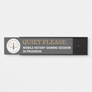 Custom Mobile Notary Legal Signing Grey Gold Slide Door Sign