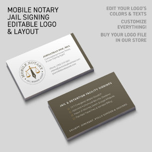 Custom Mobile Notary Legal Signing Khaki Gold Business Card